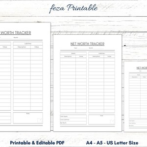 Net Worth Tracker Printable Net Worth Sheet Editable Net Worth Page Net Worth Tracker Printable Net Worth Sheet Editable Net Worth Page