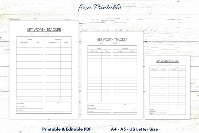Net Worth Tracker Printable Net Worth Sheet Editable Net Worth Page Net Worth Tracker Printable Net Worth Sheet Editable Net Worth Page