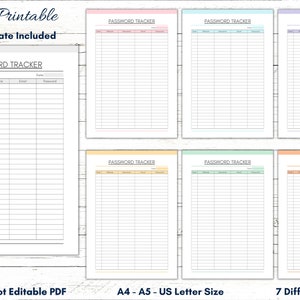 Printable Password Tracker, Password Organizer, Password Keeper, Password List Insert, Password Sheet, Password Security Question, Planner