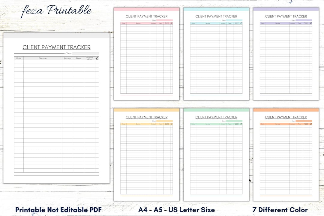 Printable Client Payment Tracker Payment History Client Payment Log Printable Client Payment Tracker Payment History Client Payment Log