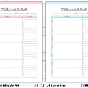 Weekly Meal Planner Printable, Meal Planner Template, Weekly Meal ...