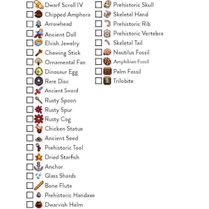 Printable Digital File Stardew Valley Tracker Artifact Collection Order