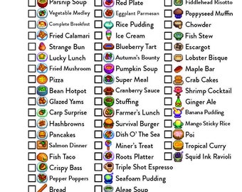 File digitale stampabile Stardew Valley Tracker Ordine di raccolta di cucina