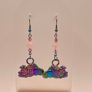 Cheshire Curious Cat Inspired Fan Made Rainbow Earrings 1