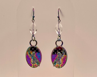 Tiki Room Bird Inspired Fan Made Rainbow Earrings (clear)