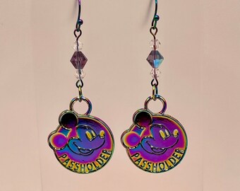 Magical Passholder Inspired Fan Made Earrings Rainbow