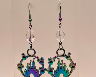 Magical Castle Inspired Fan Made Earrings Rainbow (clear)