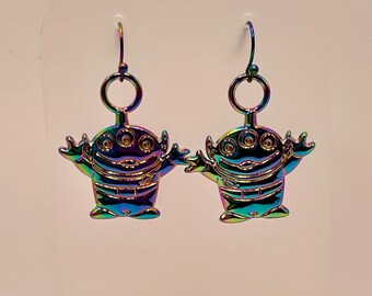 Toy Story Alien LGM Little Green Men Inspired Fan Made Rainbow Earrings (sim)