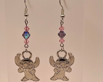 Stitch Space Alien Inspired Fan Made earrings (purple pink)