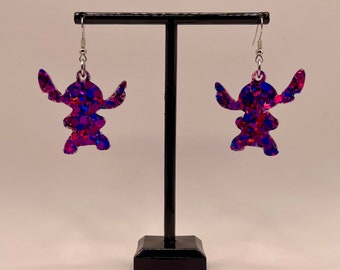 Stitch Space Alien Inspired Fan Made Earrings SET 2 (pink/purple)
