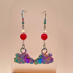 Cheshire Curious Cat Inspired Fan Made Rainbow Earrings 2
