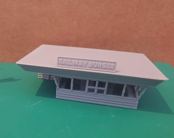 N Scale Building, Restaurant, Fast-Food Building Kit for Model Railroad, 3D Printed