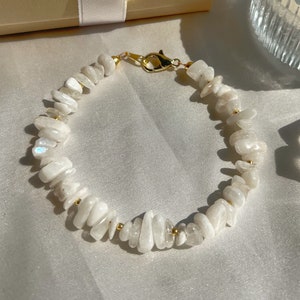 Rainbow Moonstone Crystal Bracelet: Genuine Gemstone Jewelry