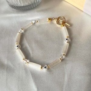 Evil Eye and Selenite Cleansing & Protection Bracelet