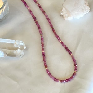 October Birthstone Pink Tourmaline Crystal Necklace - High Quality, Natural Semi Precious Gem