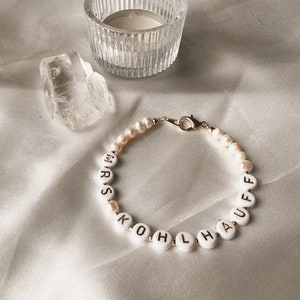 Pearl Mrs. Custom Name Bracelet or Necklace, Bride to-be Gift