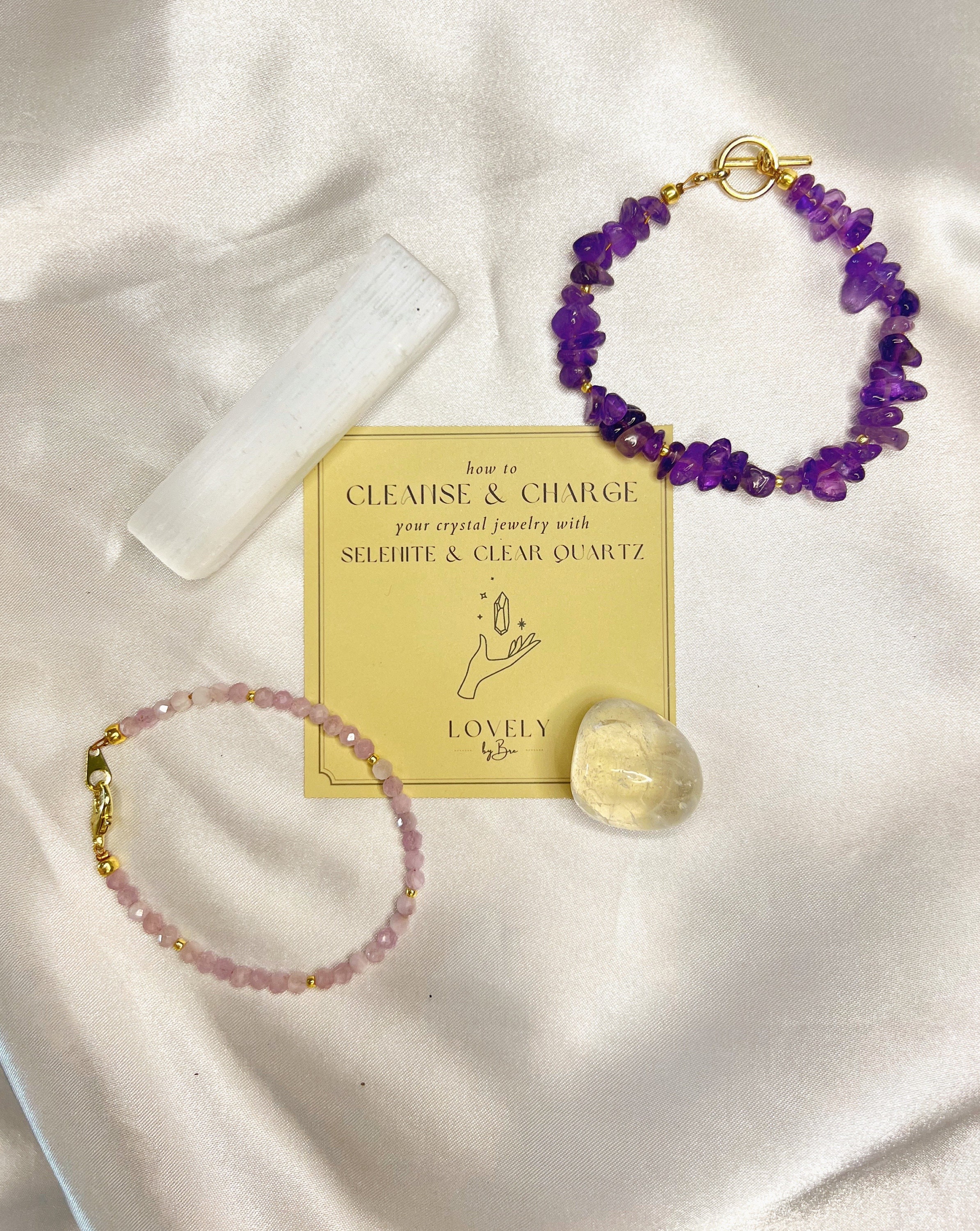 Cleanse & Charge - Selenite and Clear Quartz Crystal Jewelry Energy ...