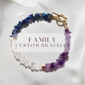Custom Family Birthstone Crystal Bracelet, Mom/Grandma Christmas Gift
