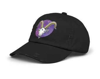 Capricorn Distressed Dad Hat: Zodiac Astrology Apparel