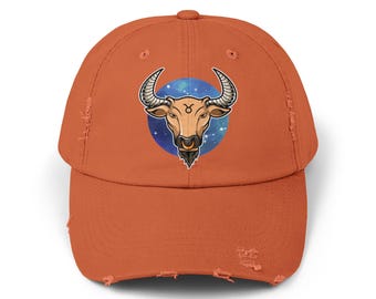 Taurus Distressed Cap: Zodiac Astrology Dad Hat