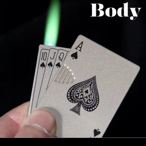 Briquet en métal Poker Card, briquet torche à flamme verte - Briquet rechargeable coupe-vent, briquet de poche gadget adulte cool, cadeau personnalisé pour homme