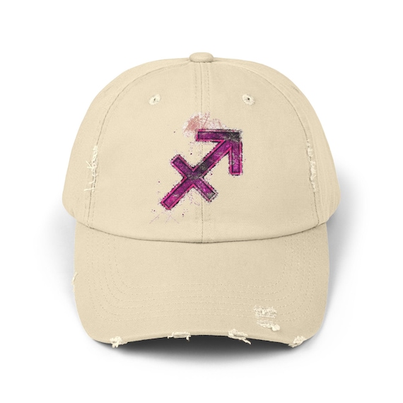 Sagittarius Zodiac Dad Hat - Vintage Light Denim Baseball Cap, Adjustable & Embroidered - View #9