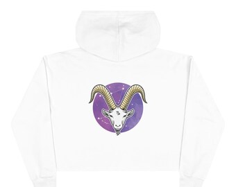 Capricorn Zodiac Crop Hoodie: Fleece Astrology Pullover