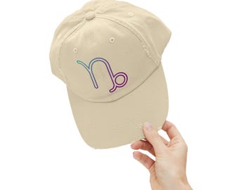 Capricorn Distressed Dad Hat: Zodiac Astrology Apparel