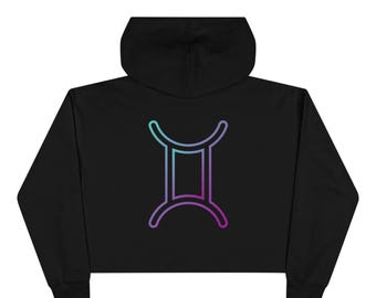 Gemini Zodiac Crop Hoodie: Women's Astrology Apparel