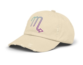 Scorpio Zodiac Sign Distressed Cap: Astrology Gift Hat