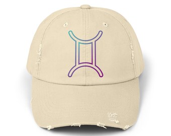 Gemini Dad Hat: Distressed Cotton Twill, Zodiac Astrology