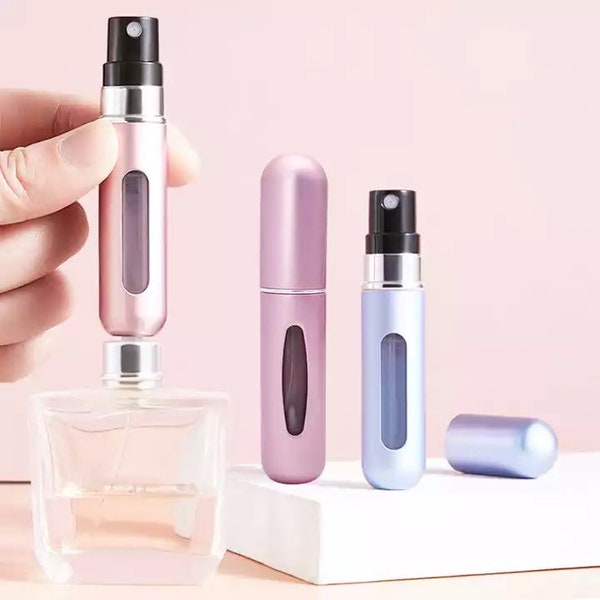 2 Stück - Tragbare Mini-Parfüm-Zerstäuber-Flasche, Reise-Köln-Flasche, nachfüllbares Parfüm-Spray, Duft-Pumpen-Etui, personalisiertes Geschenk für Paare