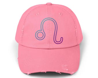Leo Zodiac Distressed Dad Hat: Vintage Astrology Baseball Cap