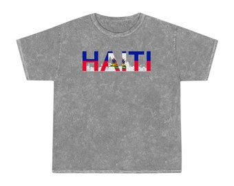 Haiti Flag Mineral Wash T-Shirt: Haitian Pride Tee