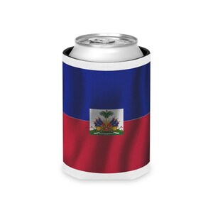 Capa para refrigerador de lata do Haiti - Capa para refrigerador de cerveja com bandeira do Haiti / bandeira do país em refrigerador de lata / 305 Zoe life, orgulho haitiano
