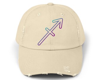 Sagittarius Zodiac Distressed Dad Hat - Astrology Gift