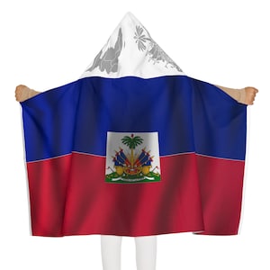 Carnival Flag Towel with Hood - Haitian Flag Towel / Haiti towel flag, 305 Zoe life flag, Haitian Pride flag, Made in Haiti Flag