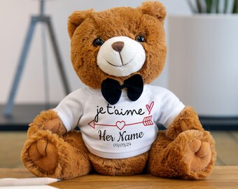 Personalize Teddy Bear Gift - Customize Teddy Bear Gift for her / Name custom Valentines Day gift for Girlfriend -