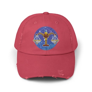 Libra Dad Hat - Zodiac Sign Hat, Libra Birthday Gift Cap, Libra Horoscope Trucker Hat, Libra Distressed Cap, Libra Astrology Hat, Libra Gift