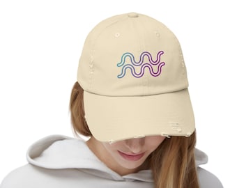 Aquarius Zodiac Distressed Dad Hat: Astrology Lover Gift