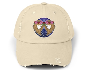 Gemini Distressed Dad Hat: Zodiac Astrology Cap