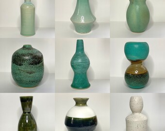 Handmade Ceramic Small Green Vase