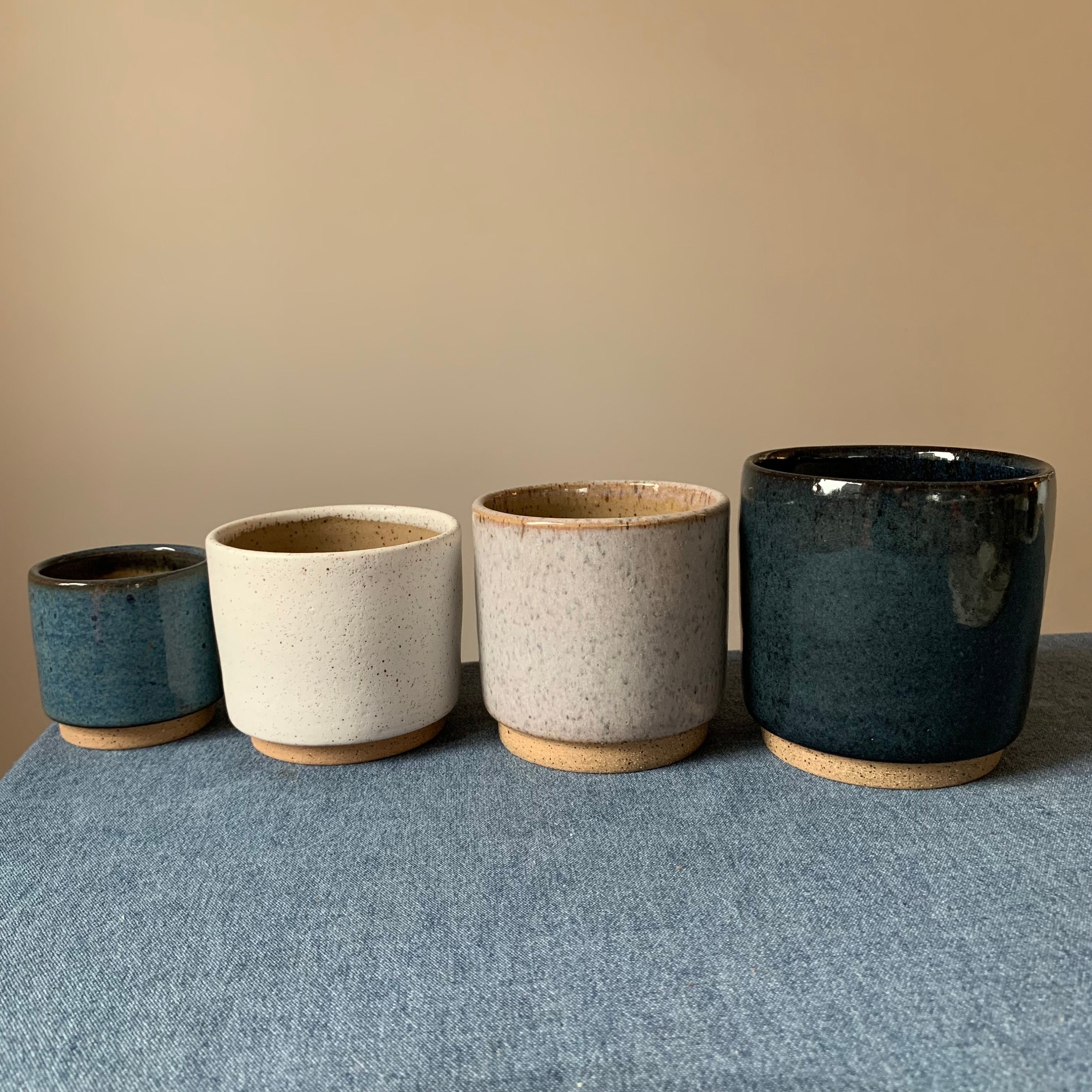 Handmade Stacking Ceramic Cups, 4 Oz, 8 Oz, 12 Oz, 16 Oz, Espresso, Sake,  Tea, Coffee, Cortado, Macchiato, Latte, Doppio, Lungo 