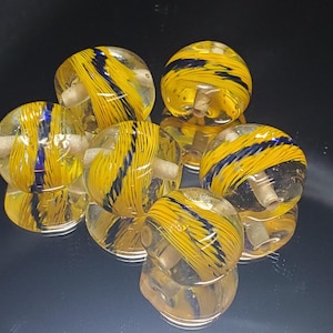 Vintage Handmade Lamp Work Style Glass Beads-Flattened Round-5 per pkg