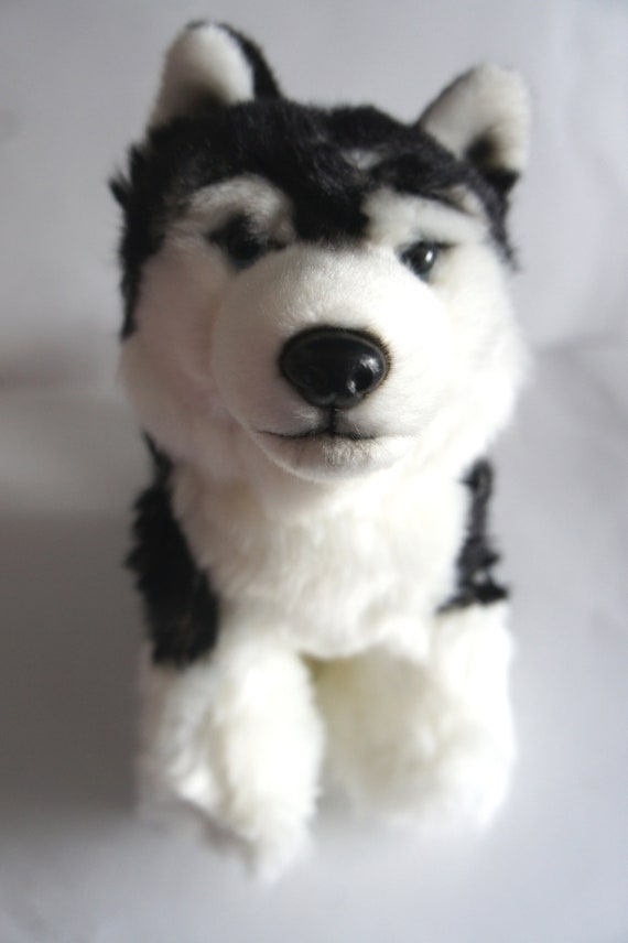 Realistic White Siberian Husky Dog Plush Stuffed Toy - Furvenzy