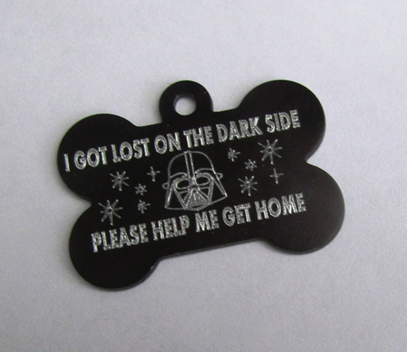 Star Wars Style Darth Vader Bone Shape Dog Tag Personalized image 1