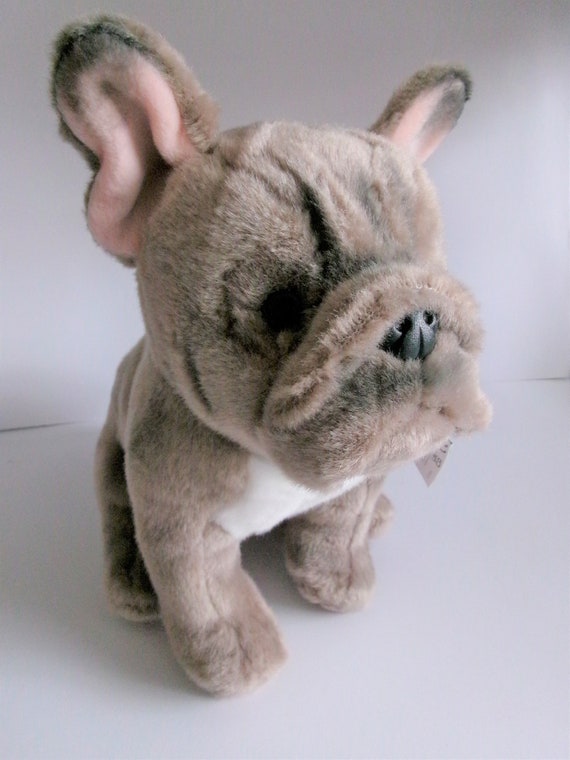 Hand Made Plush Blue Grey Frenchie FRENCH BULLDOG Realistic Plush Toy Dog  Can Be Gift Wrapped and Personalized With Engraved Tag 