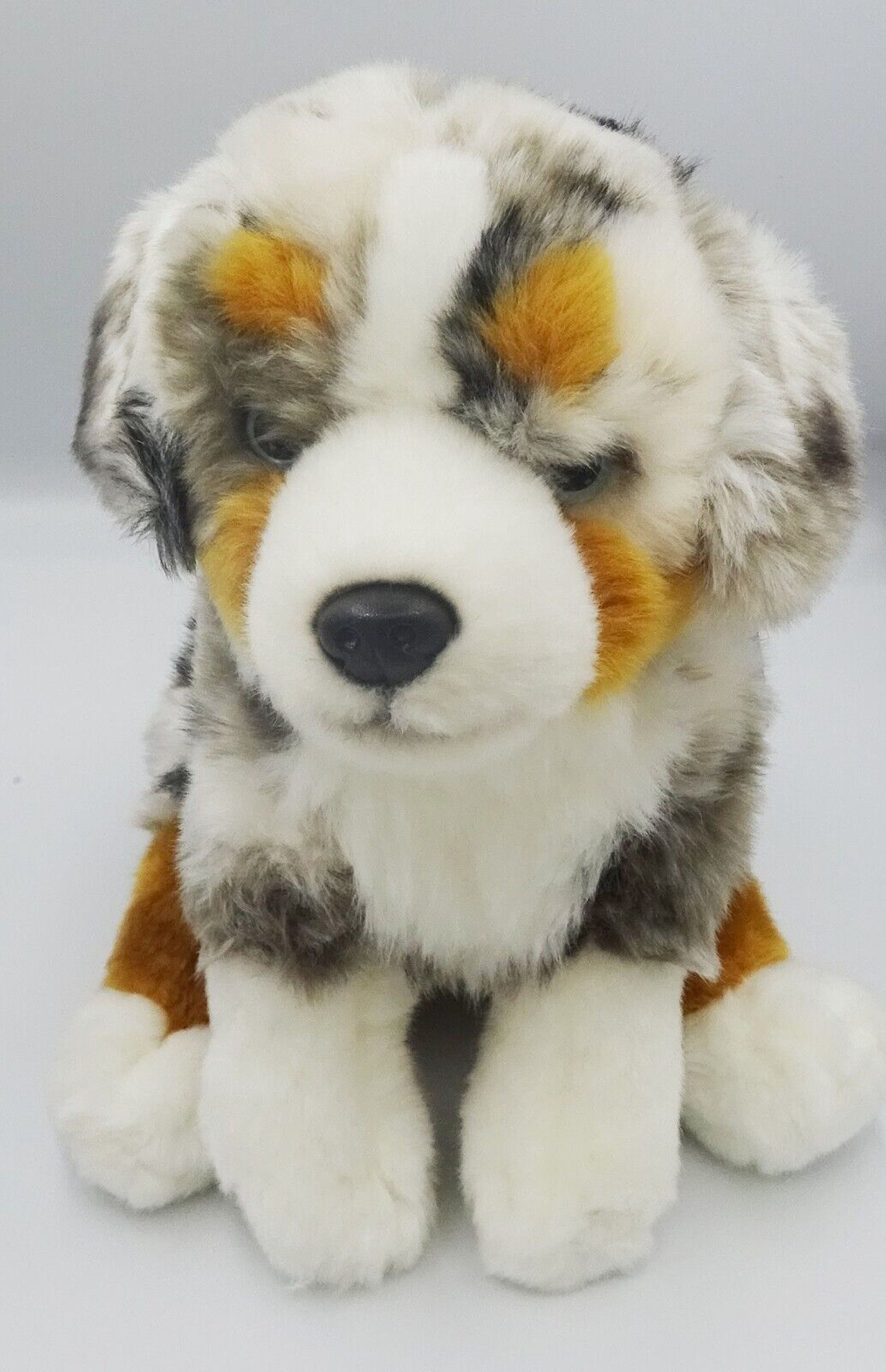 Le chien en peluche réaliste de berger australien fabriqué à la main peut  être emballé dans un cadeau et personnalisé avec une peluche d'étiquette  gravée -  France