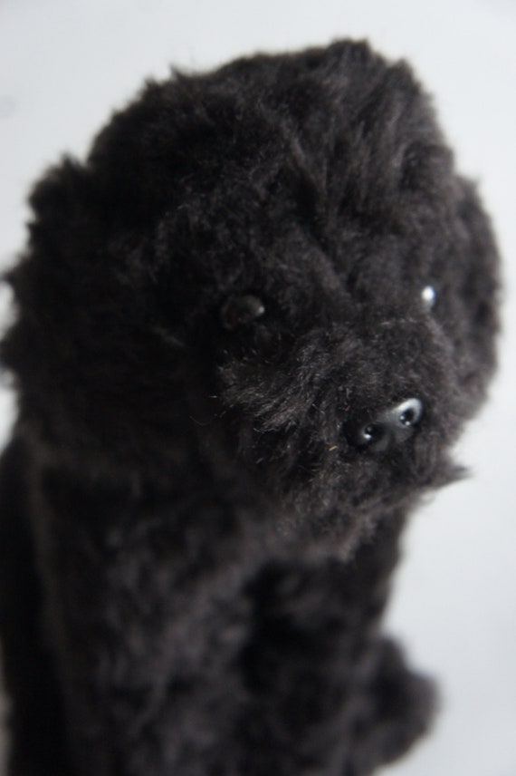 Hand Made Black Poodle Shih Tzu Cross Realistic Plush Toy Dog Can