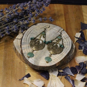 Egyptian Jade Scarab Dangle Earrings